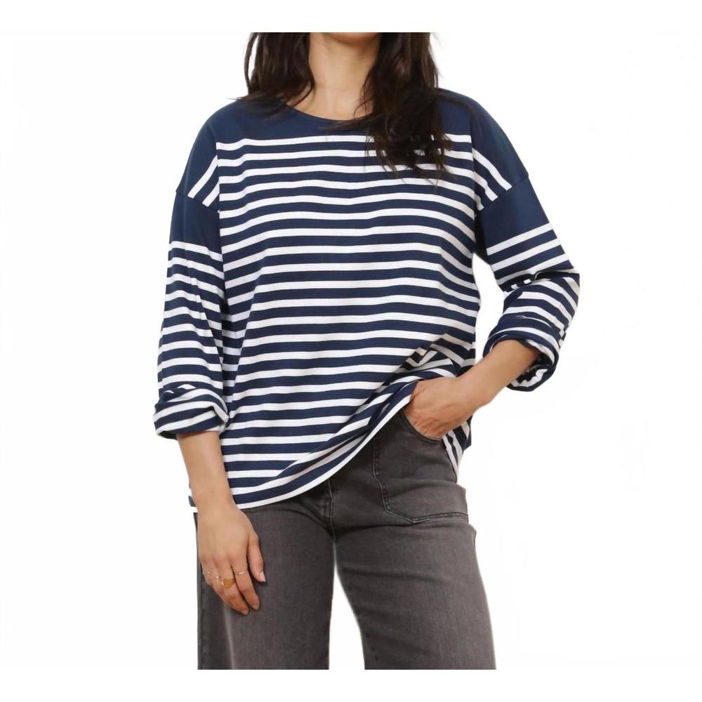 NEW LOUP marianne stripe breton tee in midnight